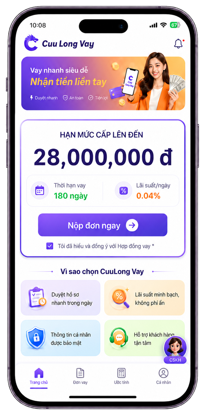 Giao diện ứng dụng CuuLong Vay